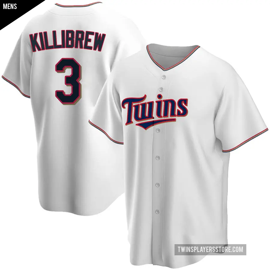 Men's Minnesota Twins ＃3 Harmon Killibrew Replica White Home Jersey