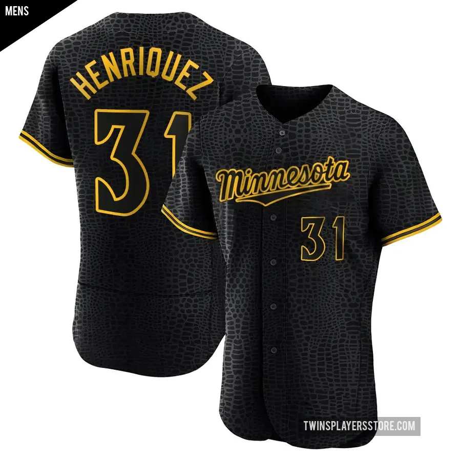 Men's Minnesota Twins ＃31 Ronny Henriquez Authentic Black Snake Skin City Jersey