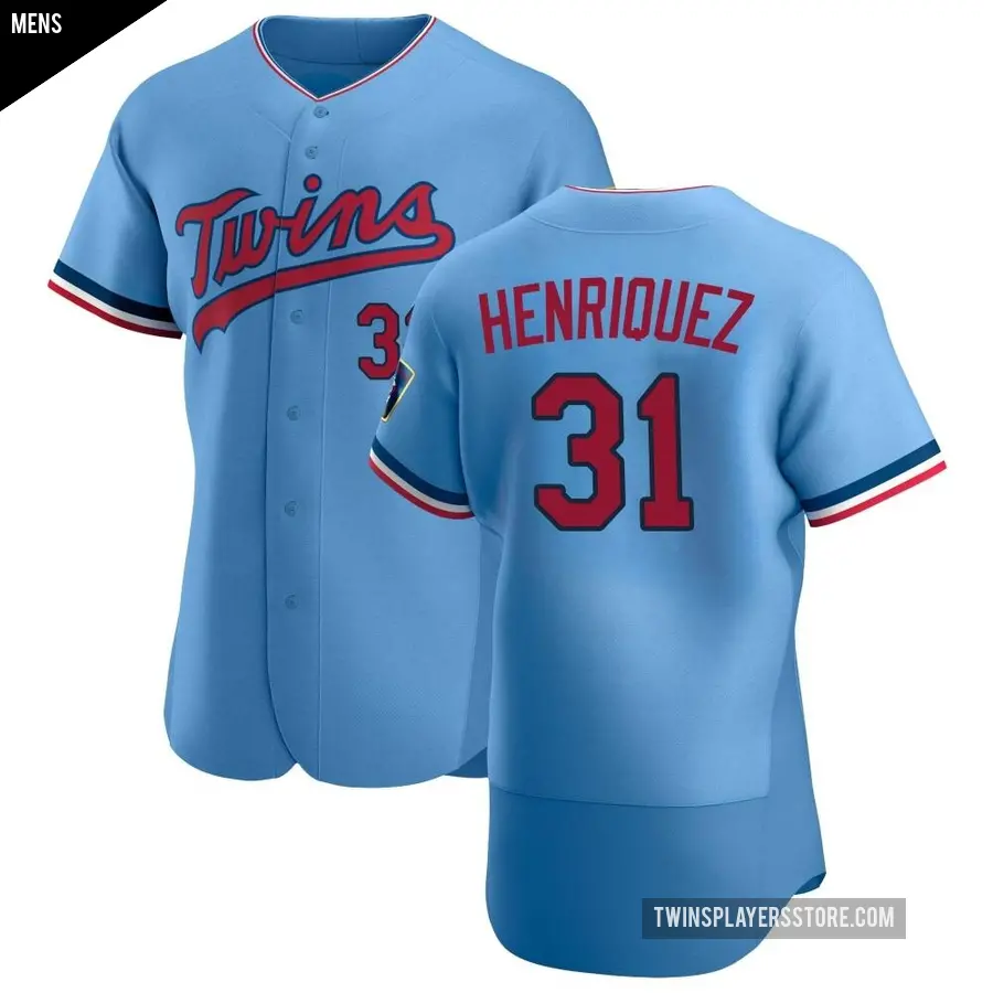 Men's Minnesota Twins ＃31 Ronny Henriquez Authentic Light Blue Alternate Jersey