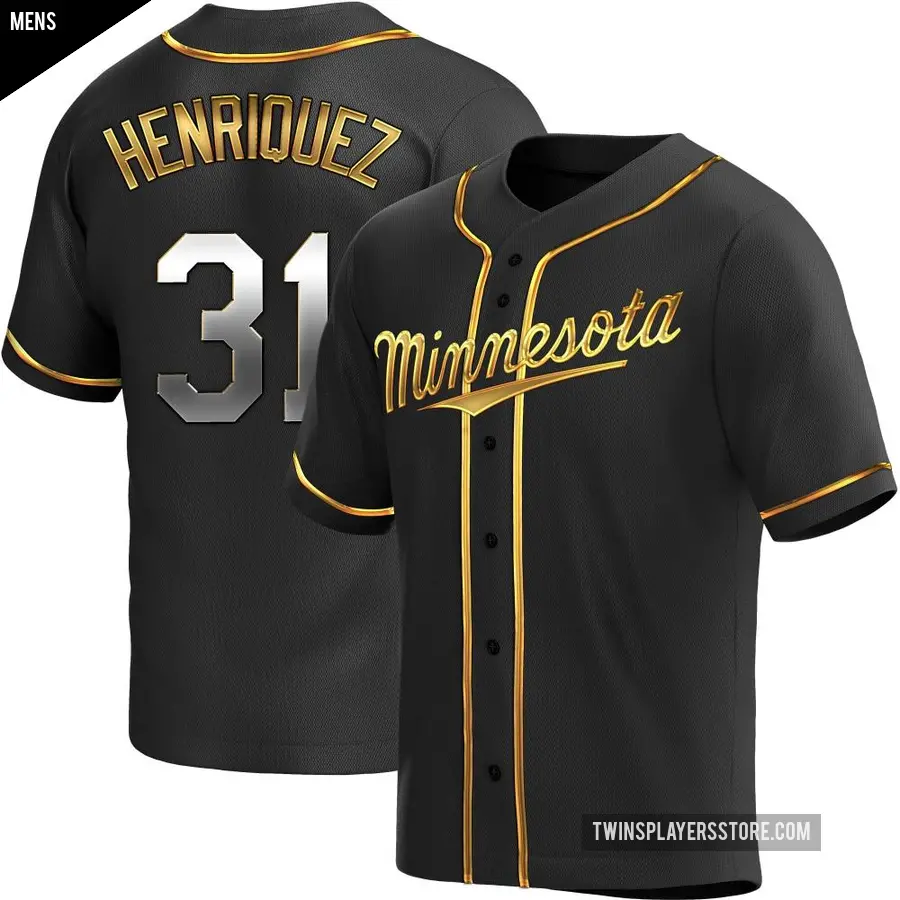 Men's Minnesota Twins ＃31 Ronny Henriquez Replica Gold Black en Alternate Jersey