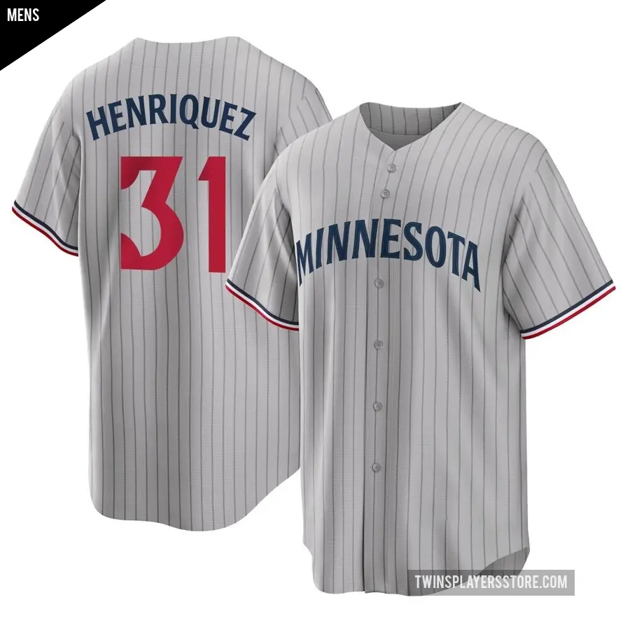 Men's Minnesota Twins ＃31 Ronny Henriquez Replica Gray Road Jersey