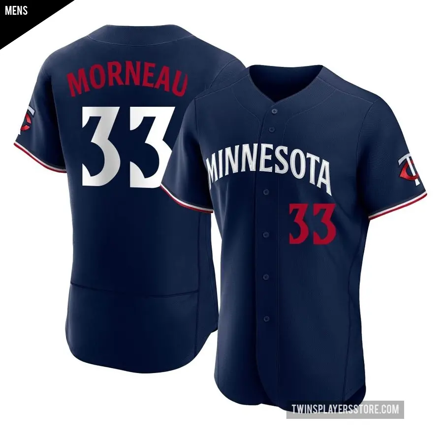 Men's Minnesota Twins ＃33 Justin Morneau Authentic Navy Alternate Jersey