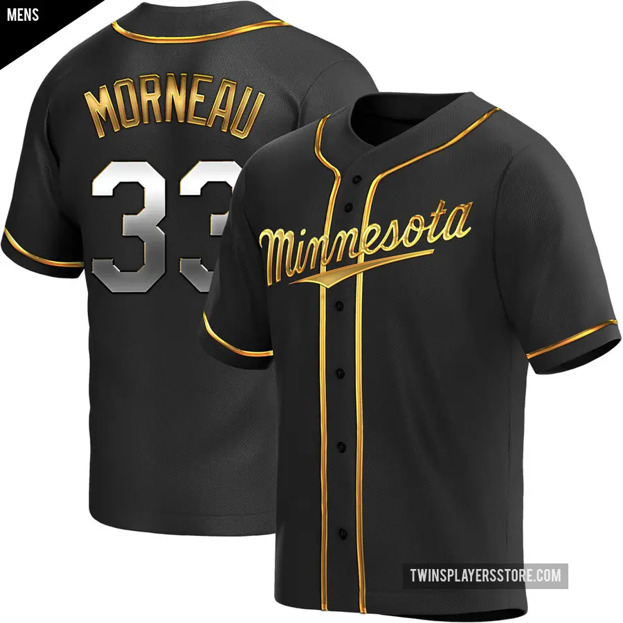 Men's Minnesota Twins ＃33 Justin Morneau Replica Gold Black en Alternate Jersey