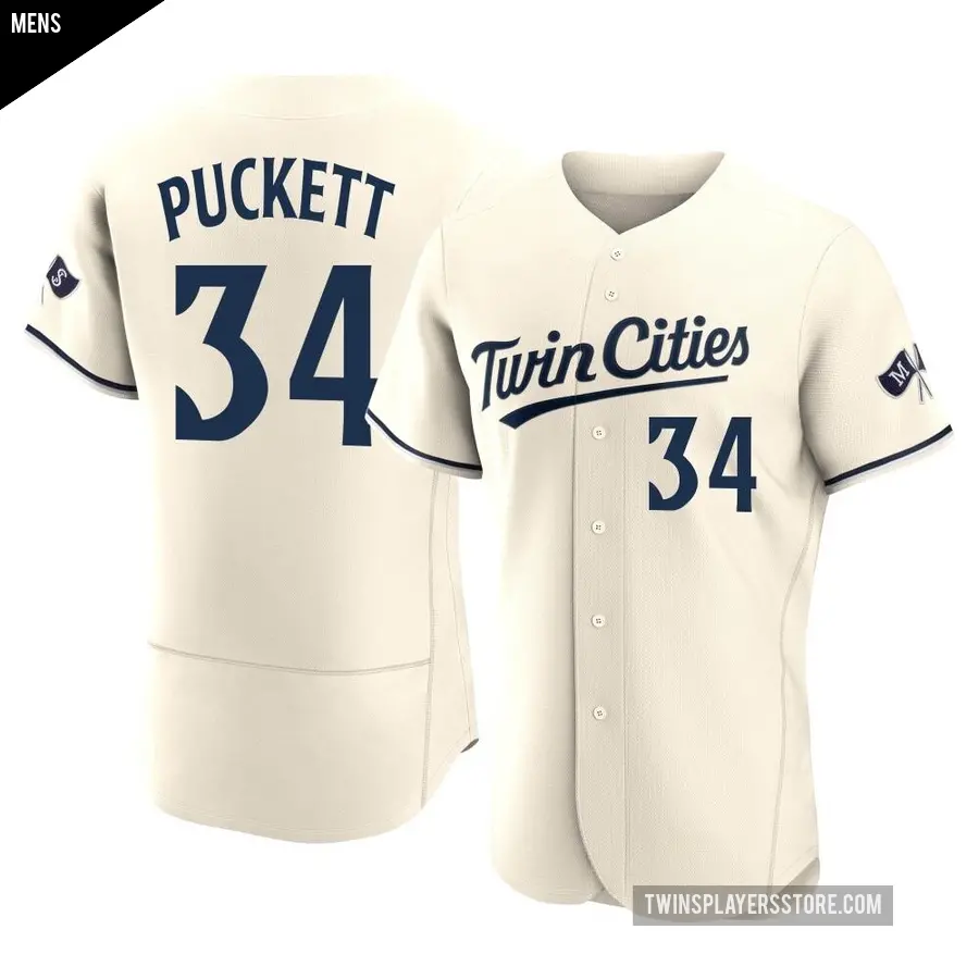 Men's Minnesota Twins ＃34 Kirby Puckett Authentic Cream Alternate 2023 Jersey