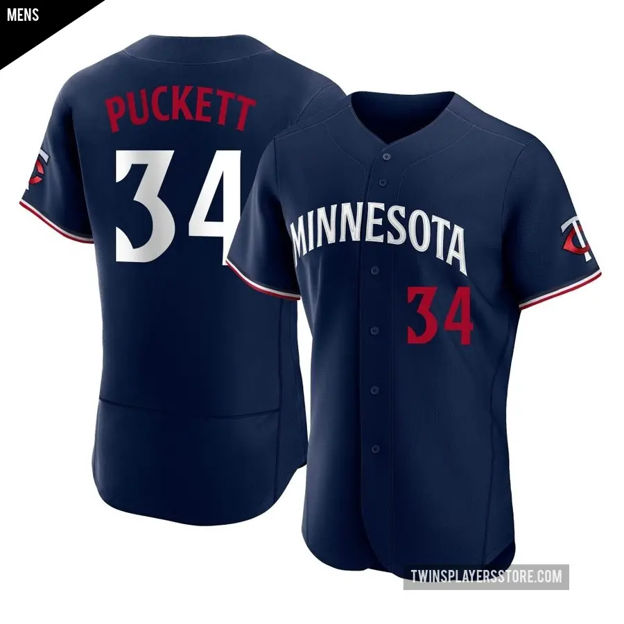 Men's Minnesota Twins ＃34 Kirby Puckett Authentic Navy Alternate Jersey