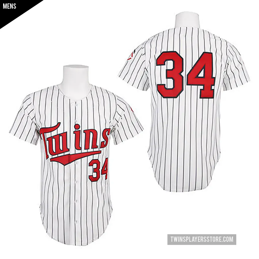 Men's Minnesota Twins ＃34 Kirby Puckett Authentic White 1991 Throwback Jersey