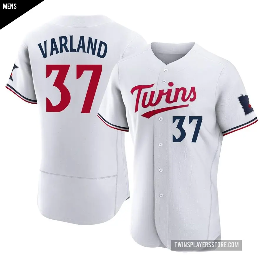 Men's Minnesota Twins ＃37 Louie Varland Authentic White Home Jersey