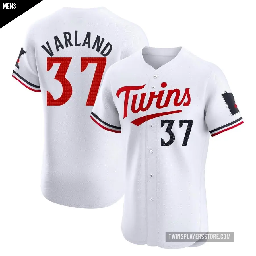 Men's Minnesota Twins ＃37 Louie Varland Elite White Home Jersey