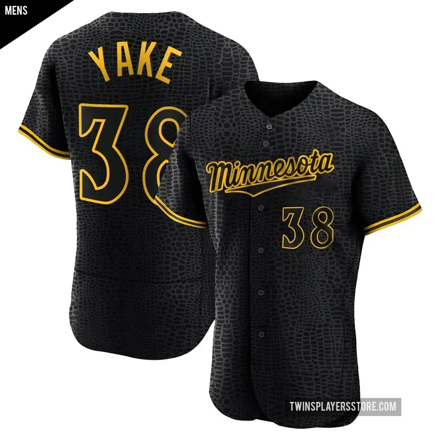 Men's Minnesota Twins ＃38 Ernie Yake Authentic Black Snake Skin City Jersey