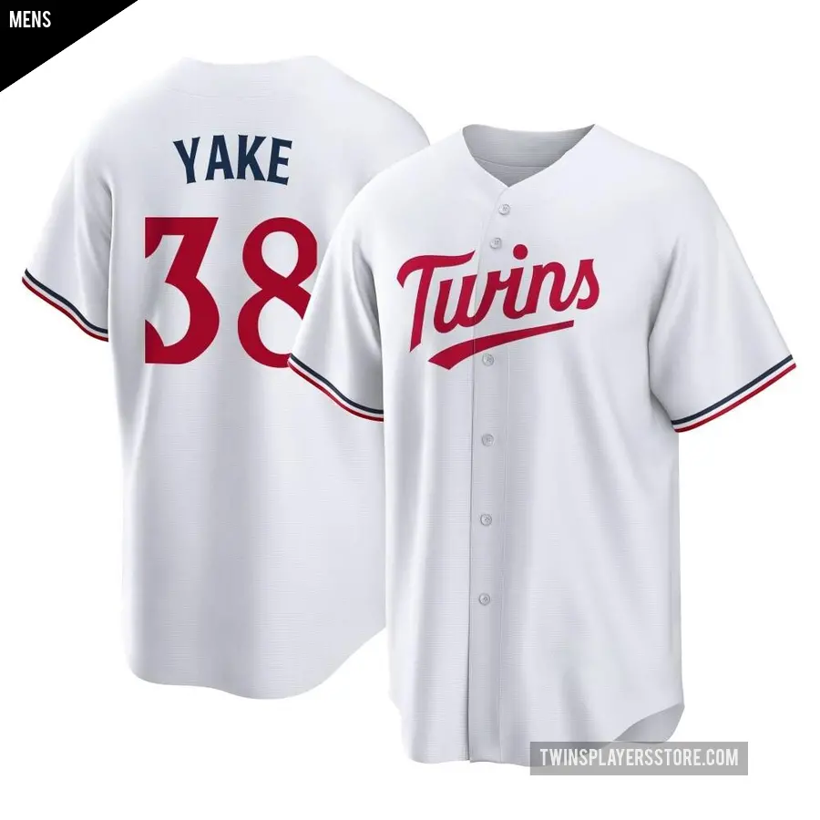 Men's Minnesota Twins ＃38 Ernie Yake Replica White Home Jersey