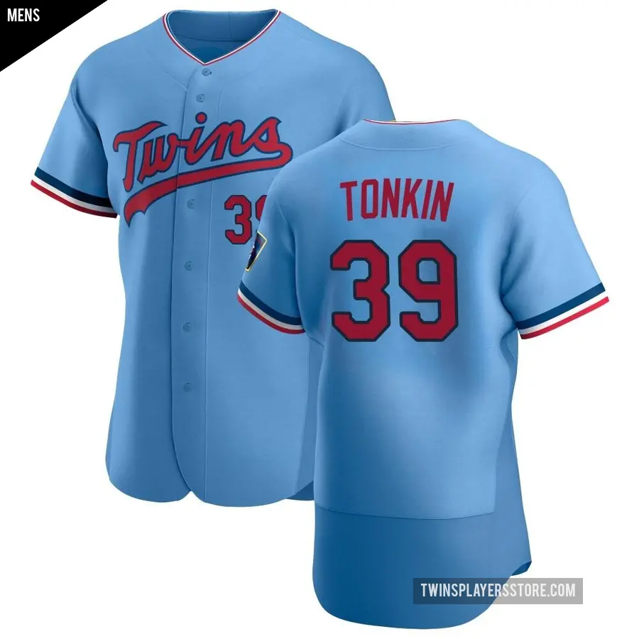 Men's Minnesota Twins ＃39 Michael Tonkin Authentic Light Blue Alternate Jersey