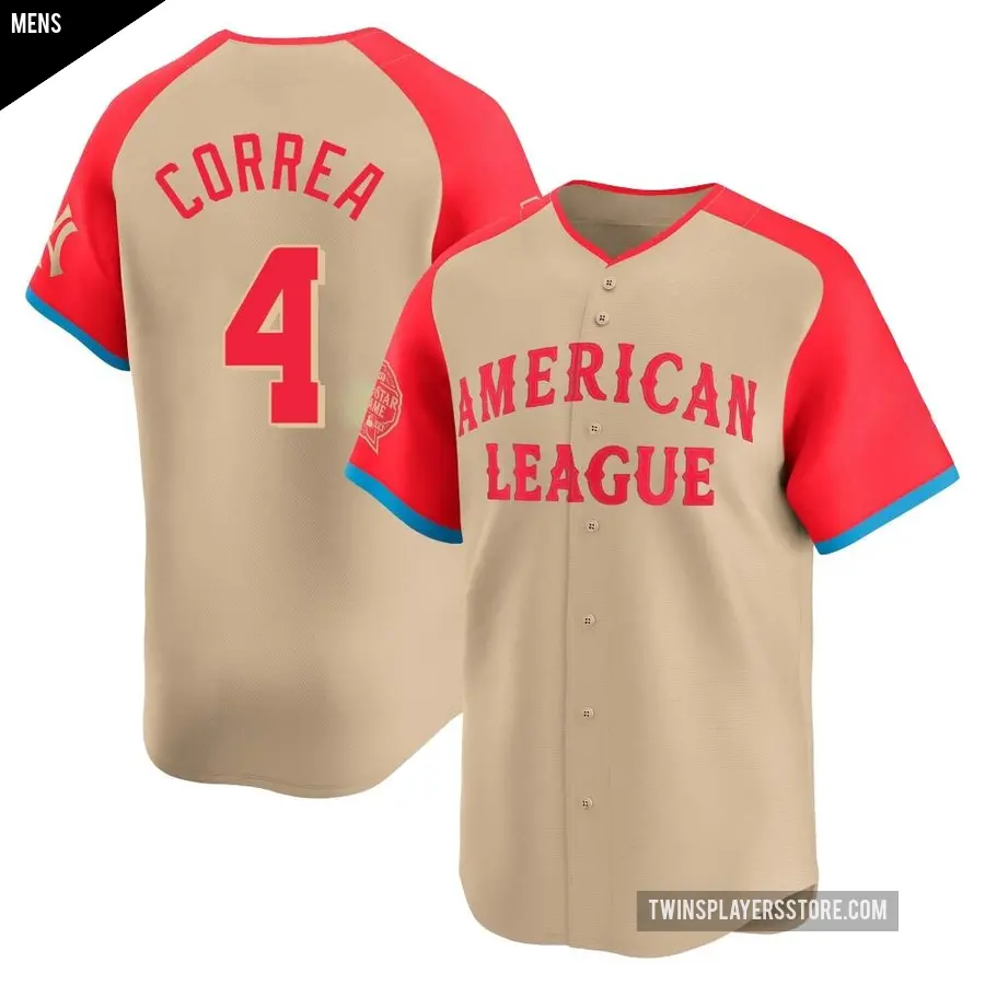 Men's Minnesota Twins ＃4 Carlos Correa Limited Cream American League 2024 All-Star Game Jersey