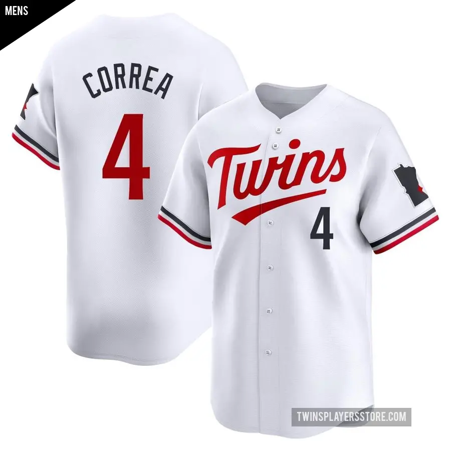 Men's Minnesota Twins ＃4 Carlos Correa Limited White Home Jersey