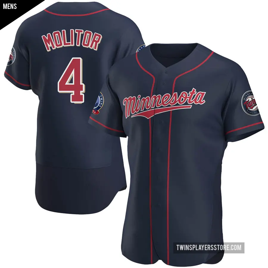 Men's Minnesota Twins ＃4 Paul Molitor Authentic Navy Alternate 60th Season Jersey