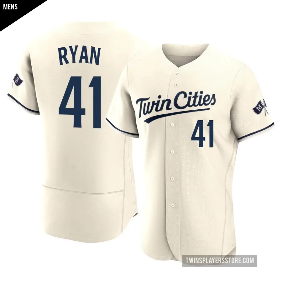 Men's Minnesota Twins ＃41 Joe Ryan Authentic Cream Alternate 2023 Jersey