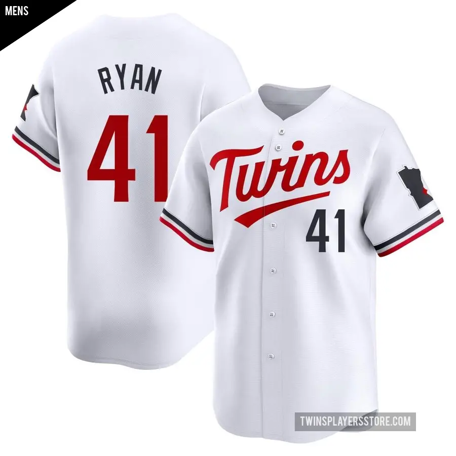 Men's Minnesota Twins ＃41 Joe Ryan Limited White Home Jersey