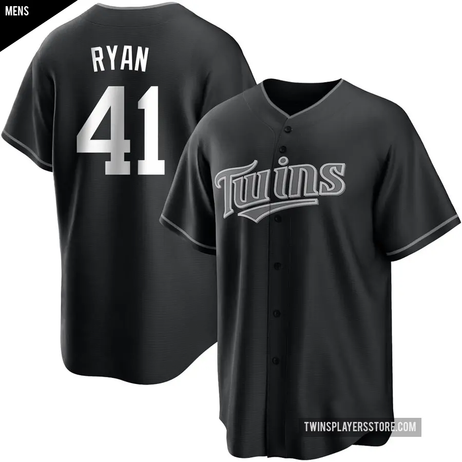 Men's Minnesota Twins ＃41 Joe Ryan Replica Black/White Jersey