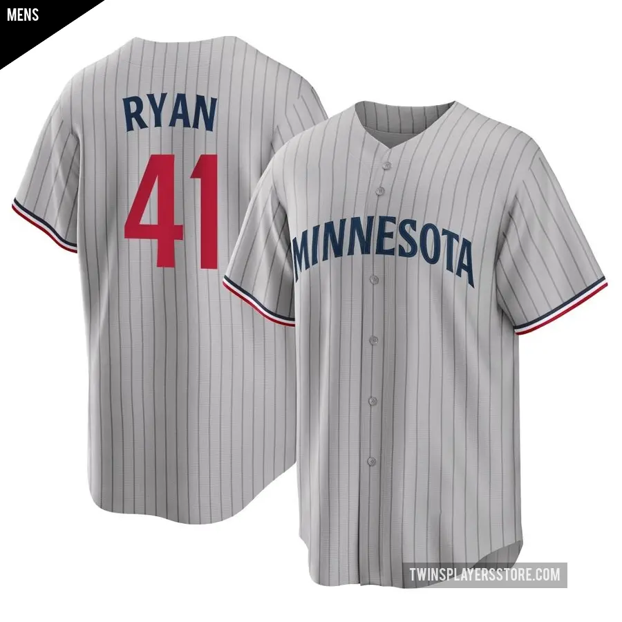 Men's Minnesota Twins ＃41 Joe Ryan Replica Gray Road Jersey