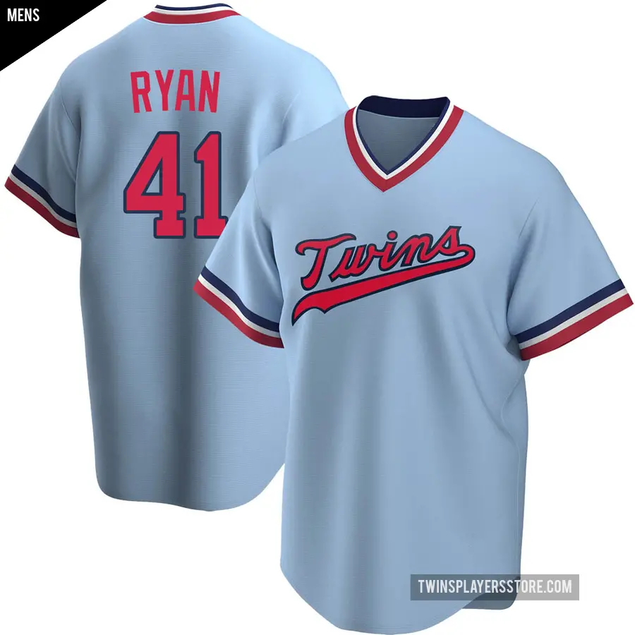 Men's Minnesota Twins ＃41 Joe Ryan Replica Light Blue Road Cooperstown Collection Jersey