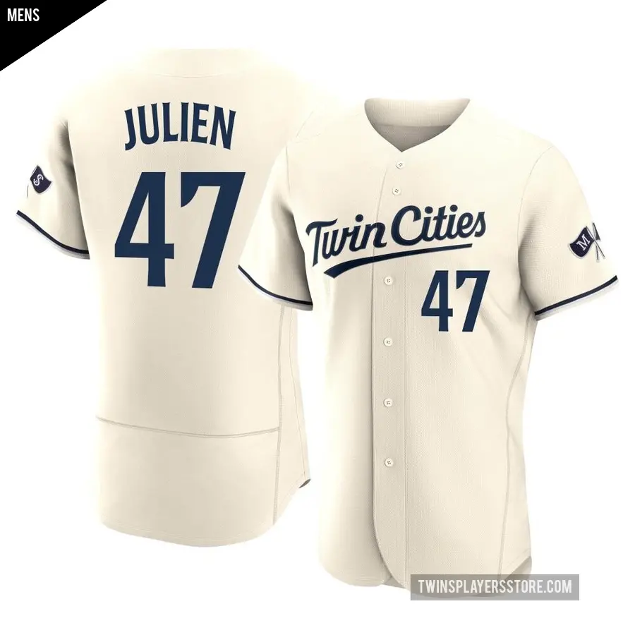 Men's Minnesota Twins ＃47 Edouard Julien Authentic Cream Alternate 2023 Jersey