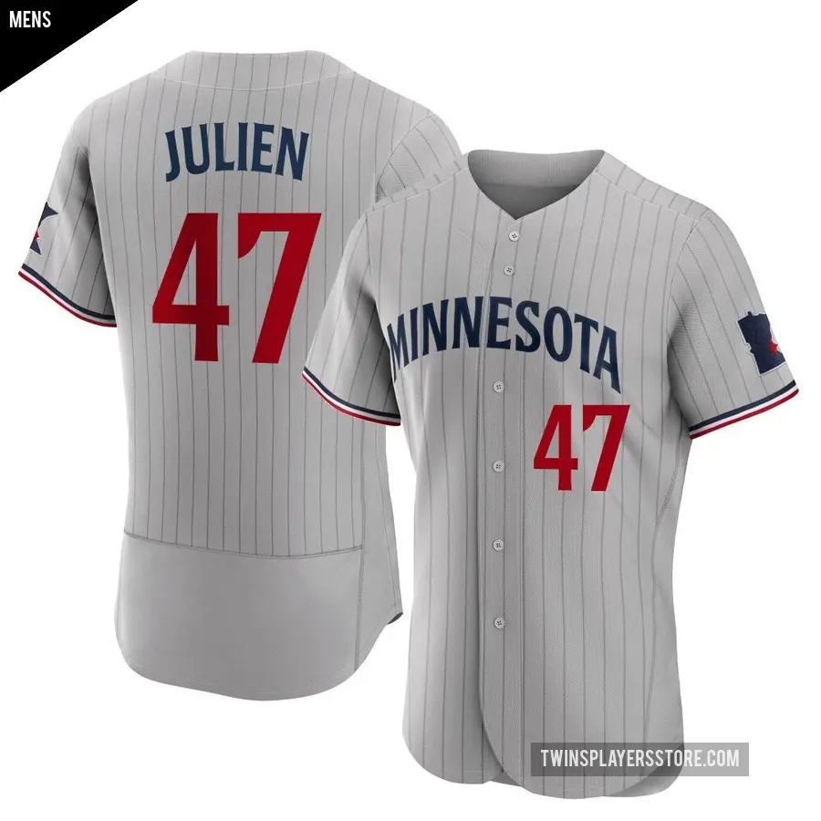 Men's Minnesota Twins ＃47 Edouard Julien Authentic Gray Road Jersey