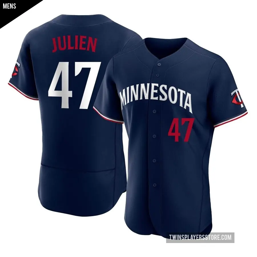 Men's Minnesota Twins ＃47 Edouard Julien Authentic Navy Alternate Jersey