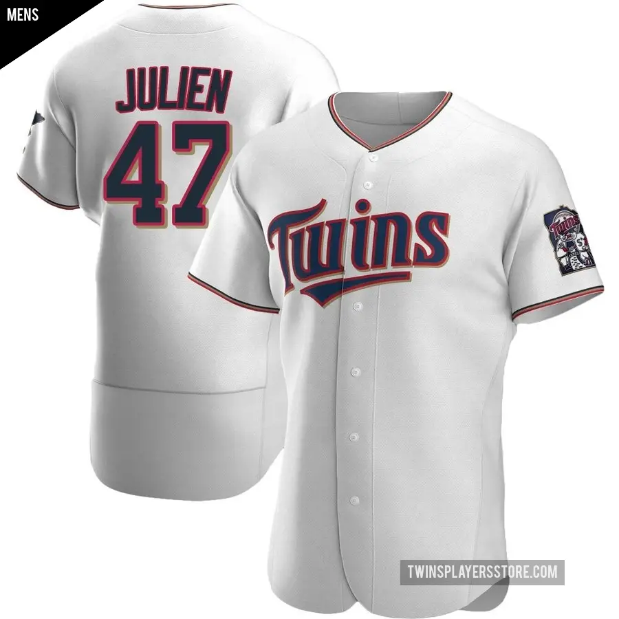 Men's Minnesota Twins ＃47 Edouard Julien Authentic White Home Jersey