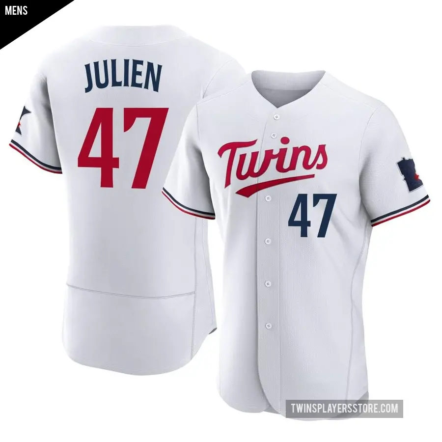 Men's Minnesota Twins ＃47 Edouard Julien Authentic White Home Jersey