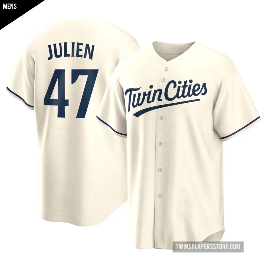 Men's Minnesota Twins ＃47 Edouard Julien Replica Cream Alternate Jersey