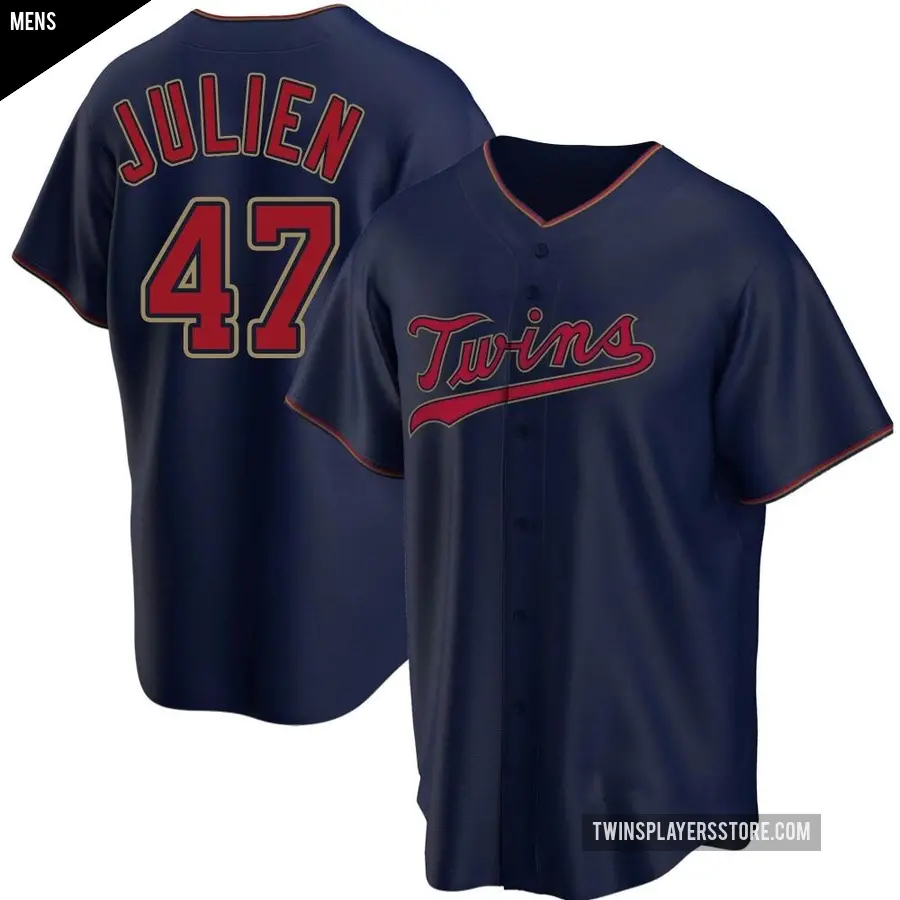 Men's Minnesota Twins ＃47 Edouard Julien Replica Navy Alternate Jersey