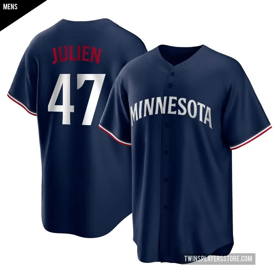 Men's Minnesota Twins ＃47 Edouard Julien Replica Navy Alternate Jersey