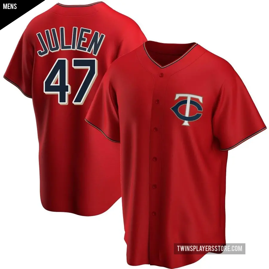 Men's Minnesota Twins ＃47 Edouard Julien Replica Red Alternate Jersey