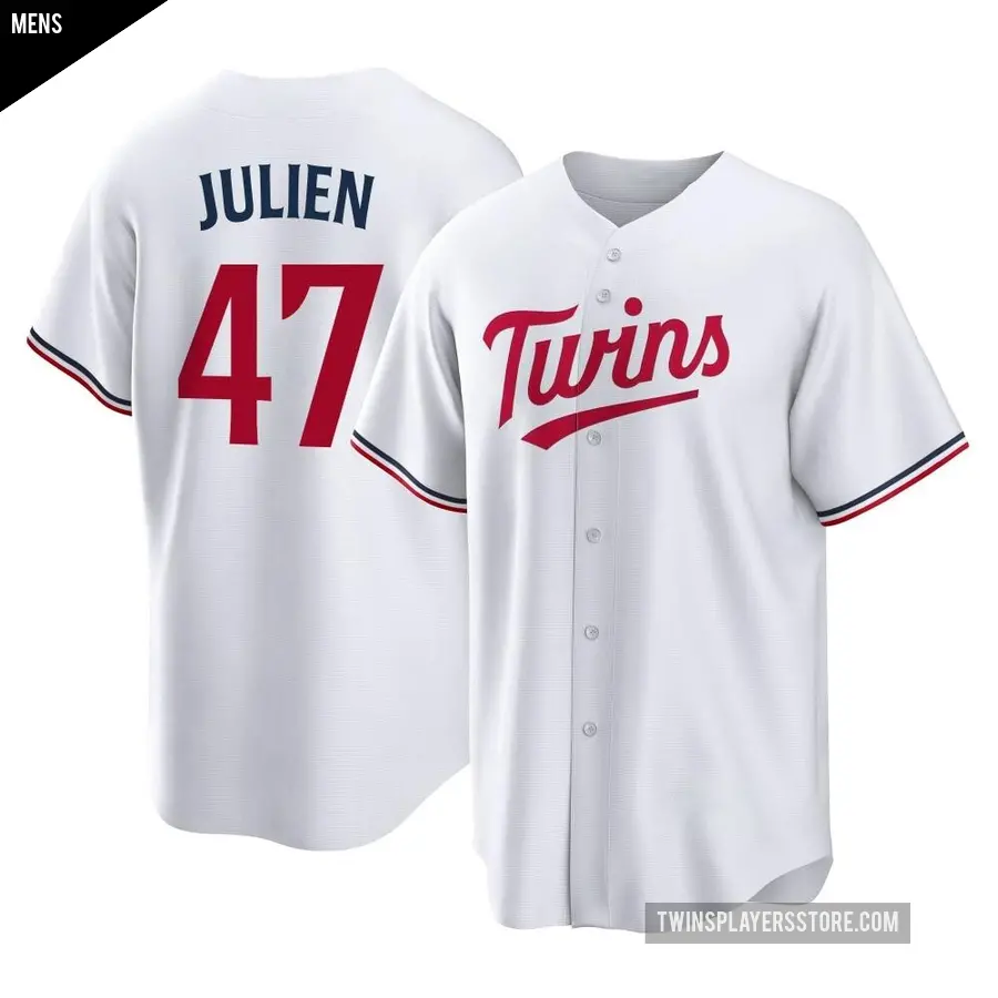 Men's Minnesota Twins ＃47 Edouard Julien Replica White Home Jersey