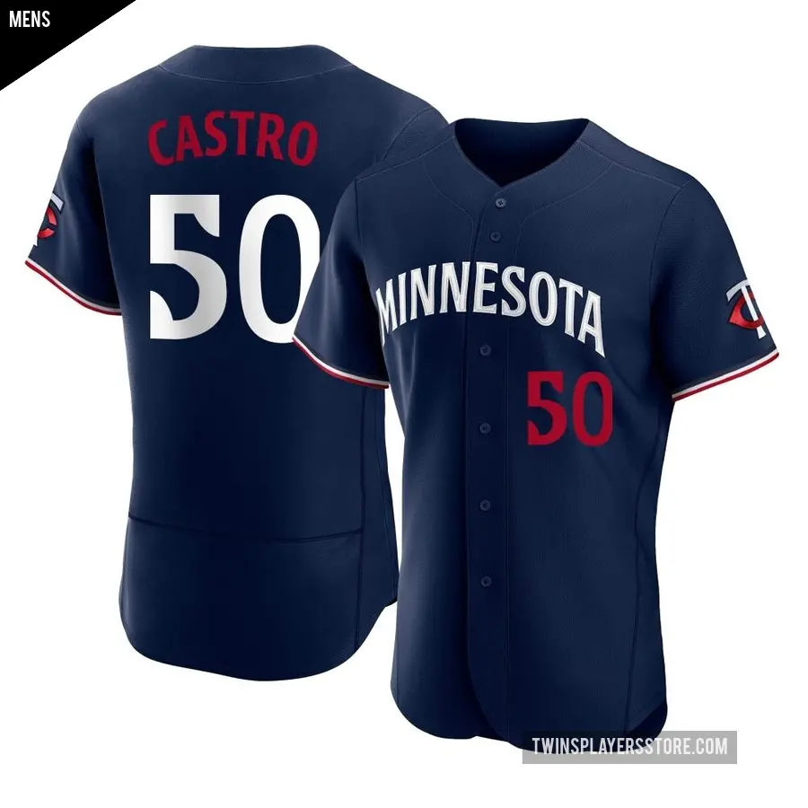 Men's Minnesota Twins ＃50 Willi Castro Authentic Navy Alternate Jersey