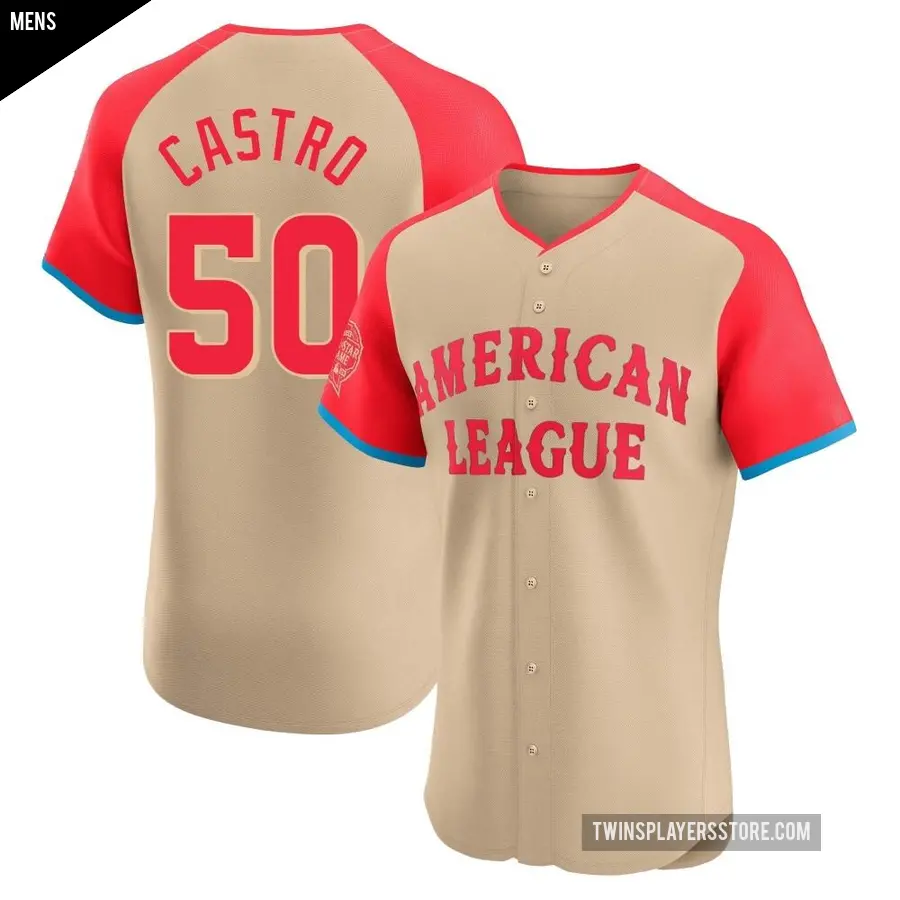 Men's Minnesota Twins ＃50 Willi Castro Elite Cream American League 2024 All-Star Game Jersey