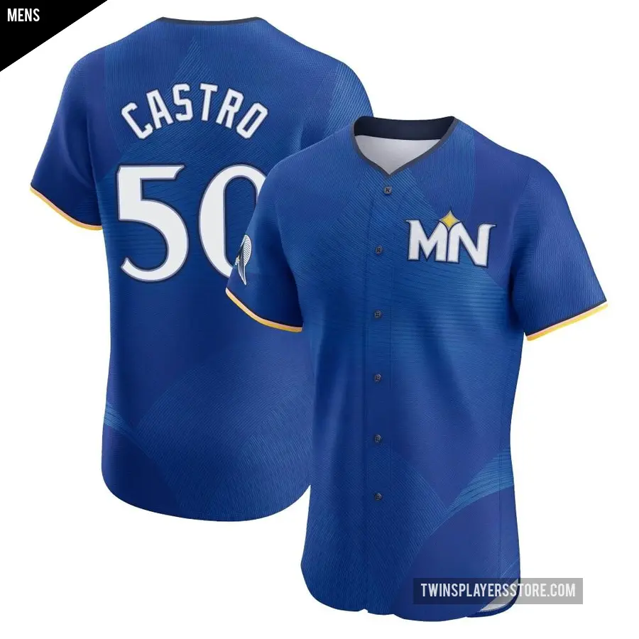 Men's Minnesota Twins ＃50 Willi Castro Elite Royal 2024 City Connect Jersey