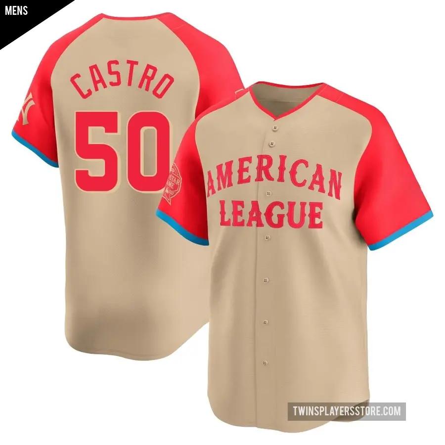 Men's Minnesota Twins ＃50 Willi Castro Limited Cream American League 2024 All-Star Game Jersey