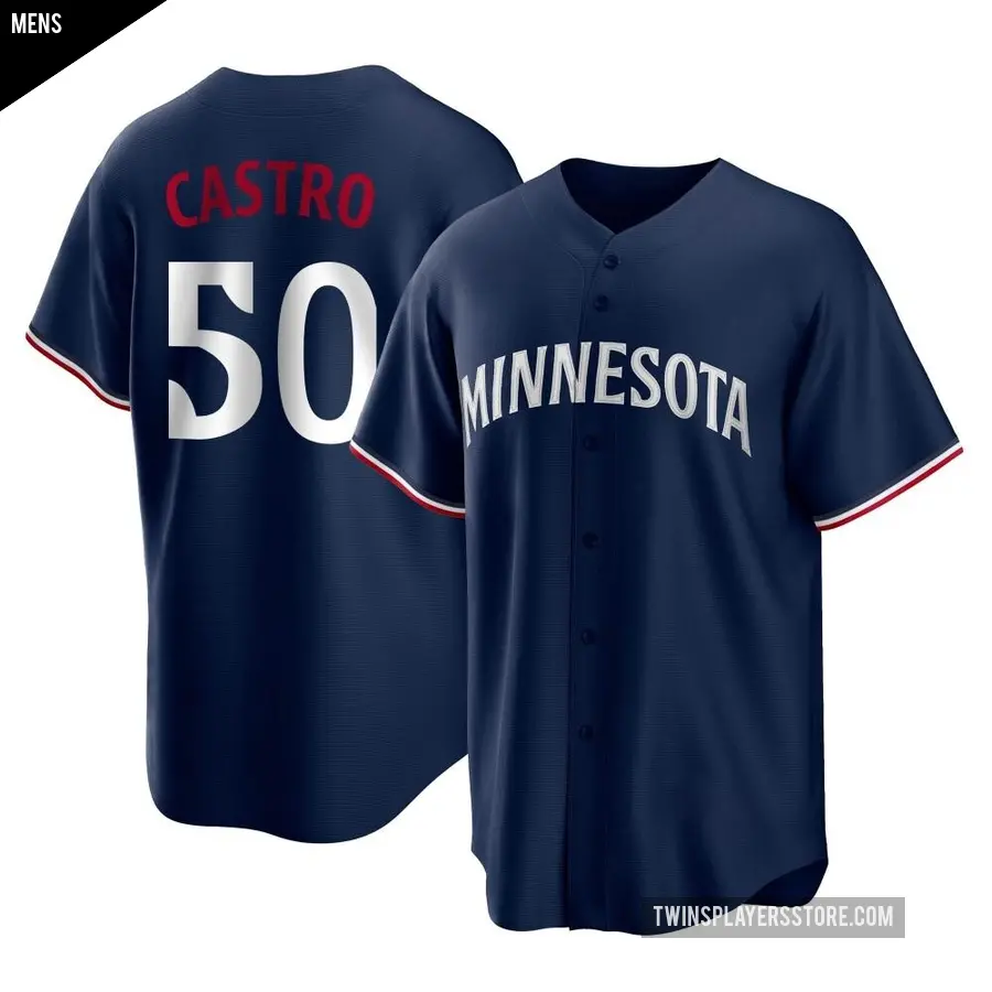 Men's Minnesota Twins ＃50 Willi Castro Replica Navy Alternate Jersey