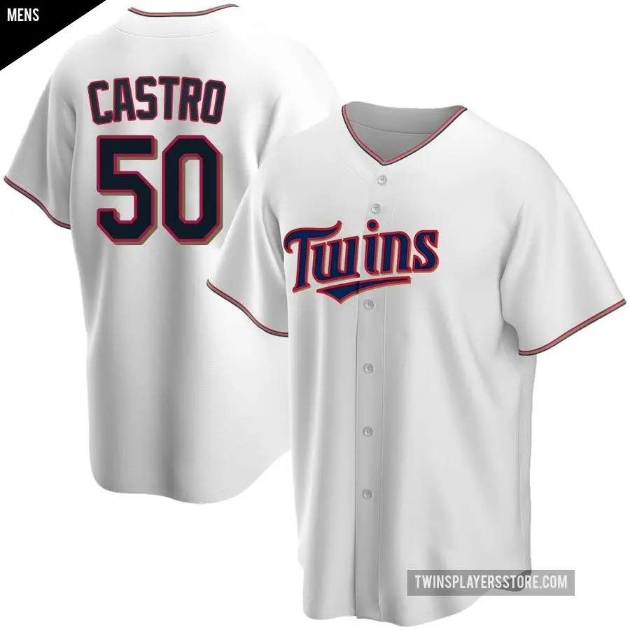 Men's Minnesota Twins ＃50 Willi Castro Replica White Home Jersey