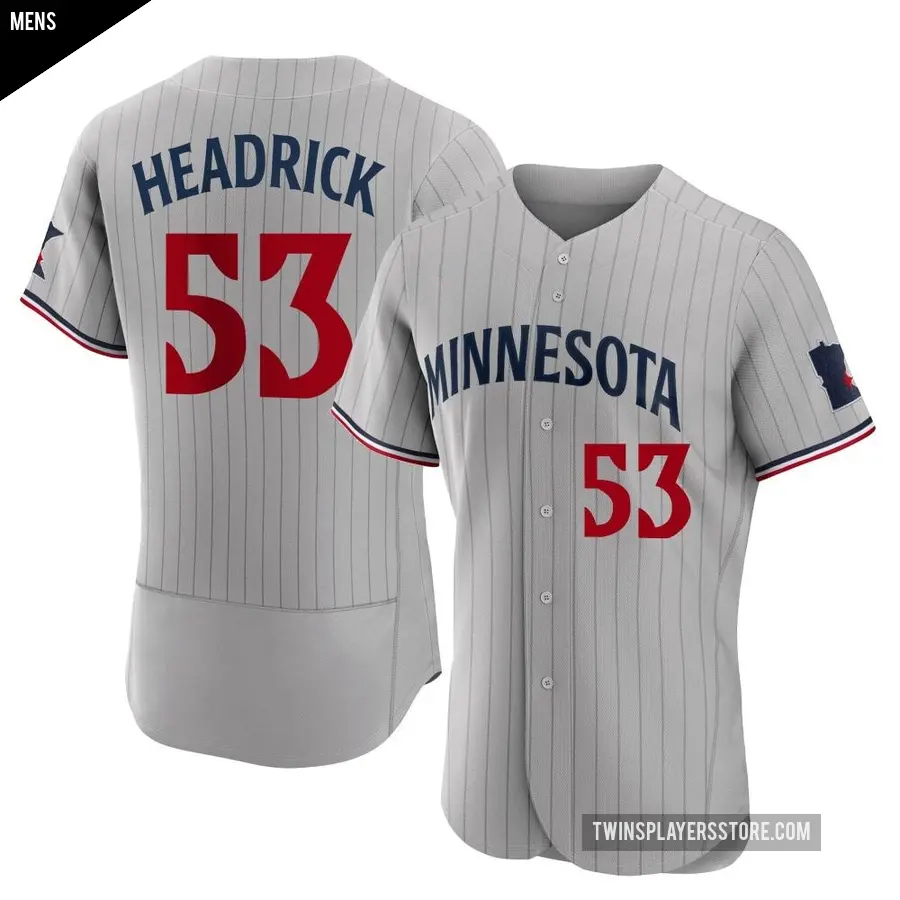 Men's Minnesota Twins ＃53 Brent Headrick Authentic Gray Road Jersey