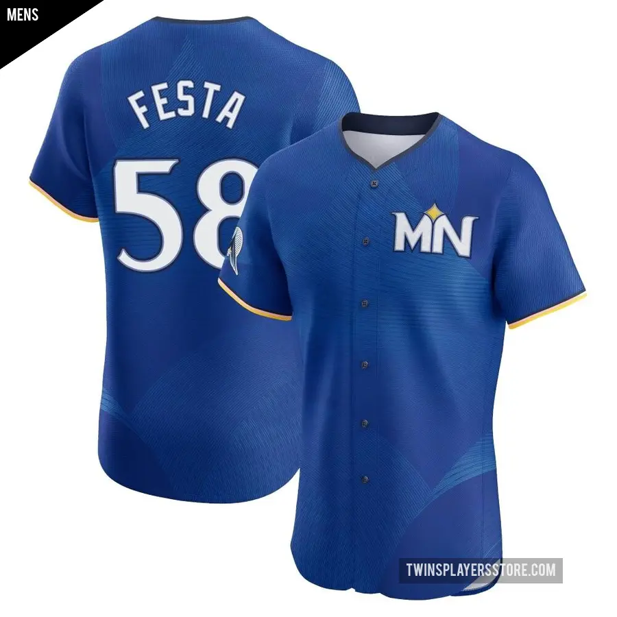 Men's Minnesota Twins ＃58 David Festa Elite Royal 2024 City Connect Jersey