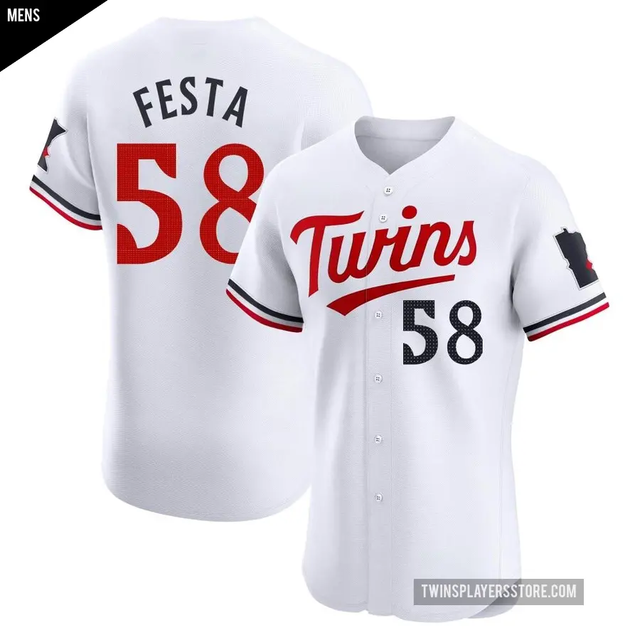 Men's Minnesota Twins ＃58 David Festa Elite White Home Jersey