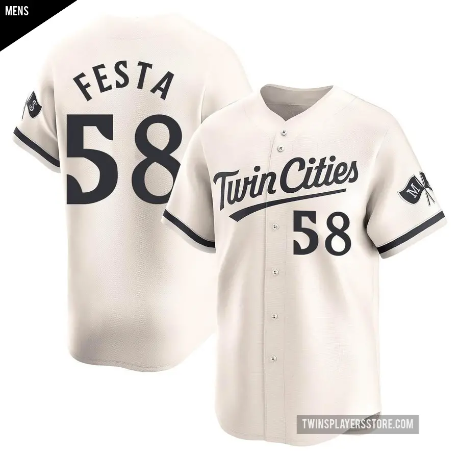 Men's Minnesota Twins ＃58 David Festa Limited Cream Alternate Jersey