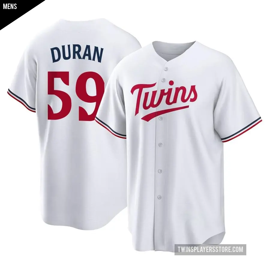 Men's Minnesota Twins ＃59 Jhoan Duran Replica White Home Jersey