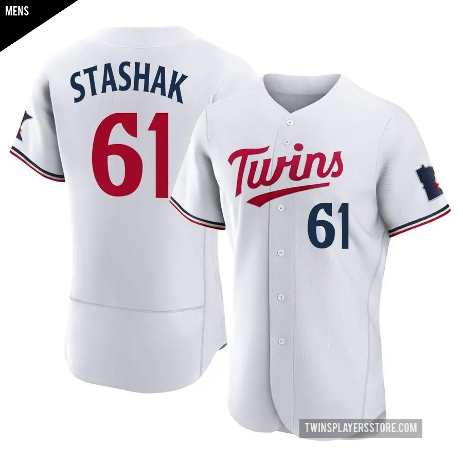 Men's Minnesota Twins ＃61 Cody Stashak Authentic White Home Jersey