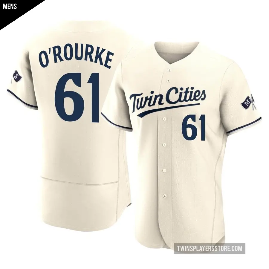 Men's Minnesota Twins ＃61 Ryan O'rourke Authentic Cream Ryan O'Rourke Alternate 2023 Jersey