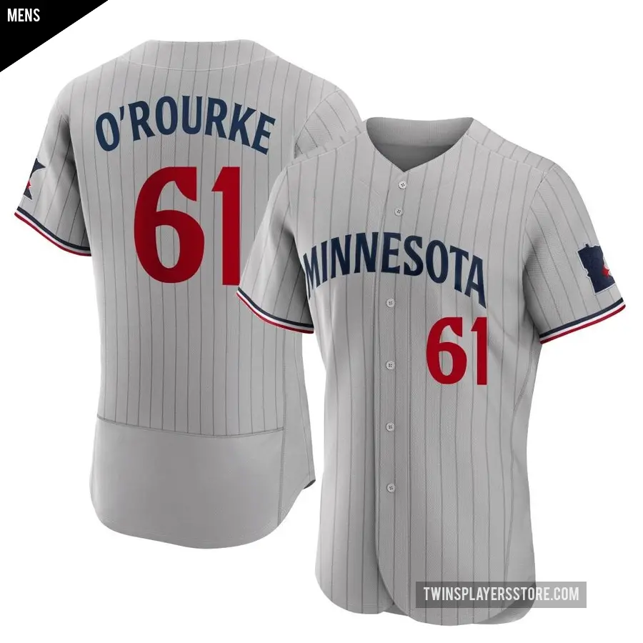 Men's Minnesota Twins ＃61 Ryan O'rourke Authentic Gray Ryan O'Rourke Road Jersey