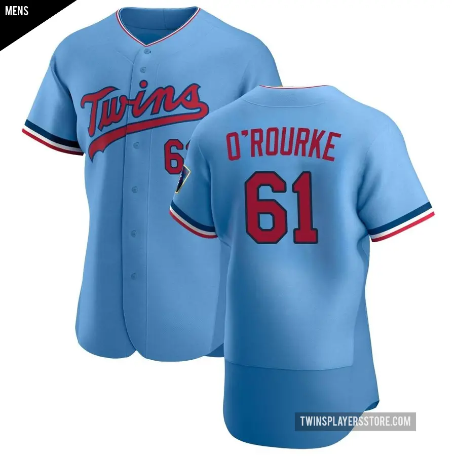 Men's Minnesota Twins ＃61 Ryan O'rourke Authentic Light Blue Ryan O'Rourke Alternate Jersey