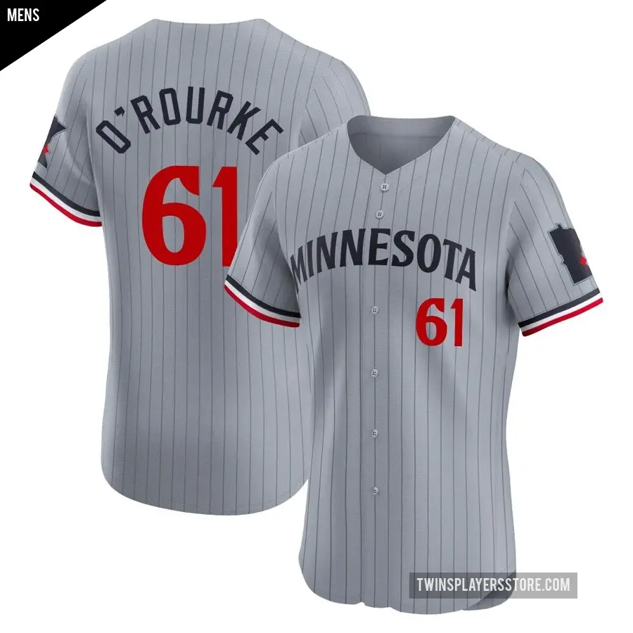 Men's Minnesota Twins ＃61 Ryan O'rourke Elite Gray Ryan O'Rourke Road Jersey