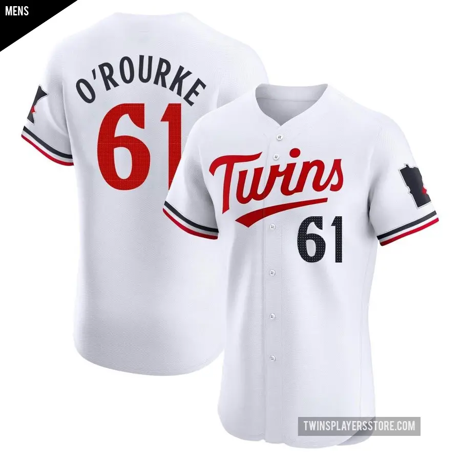 Men's Minnesota Twins ＃61 Ryan O'rourke Elite White Ryan O'Rourke Home Jersey